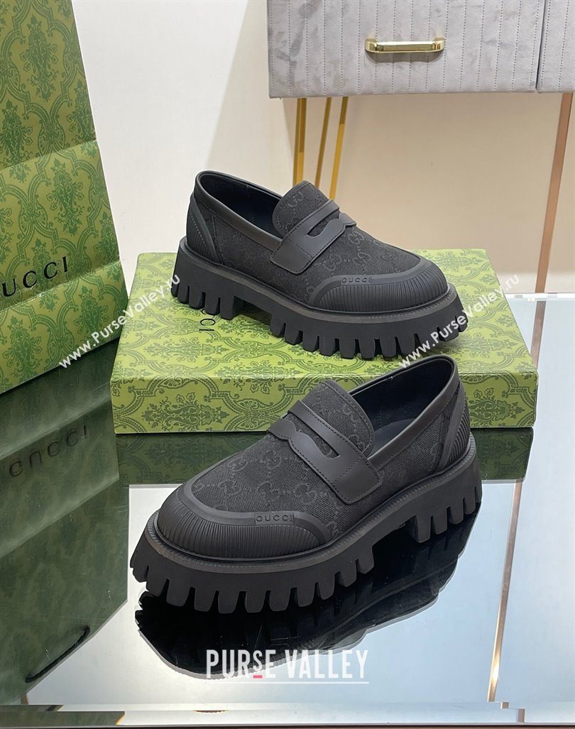 Gucci Loafers in Leather and GG Canvas Black 2 2024 081402 (SS-240814086)