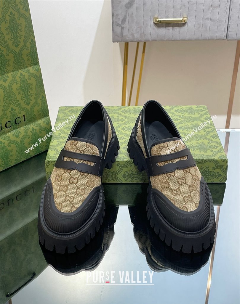 Gucci Loafers in Leather and GG Canvas Beige 2024 081402 (SS-240814088)