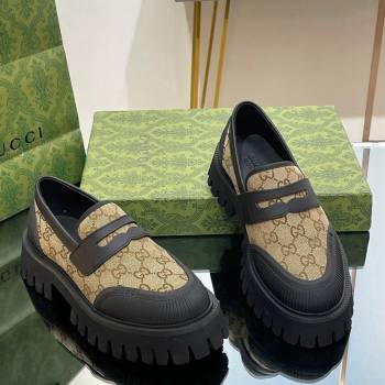 Gucci Loafers in Leather and GG Canvas Beige 2024 081402 (SS-240814088)