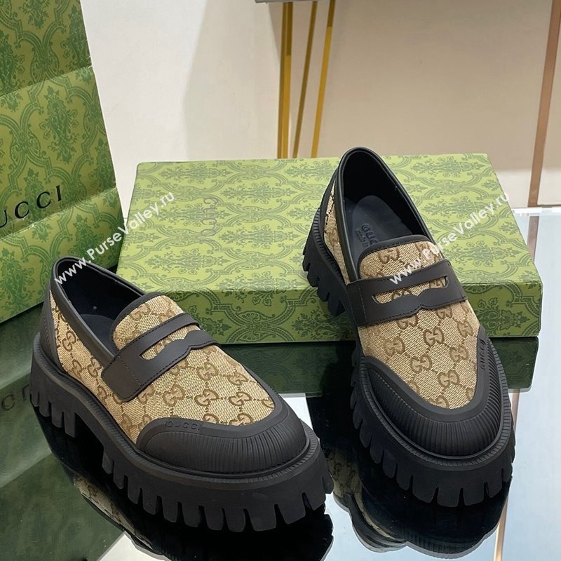 Gucci Loafers in Leather and GG Canvas Beige 2024 081402 (SS-240814088)