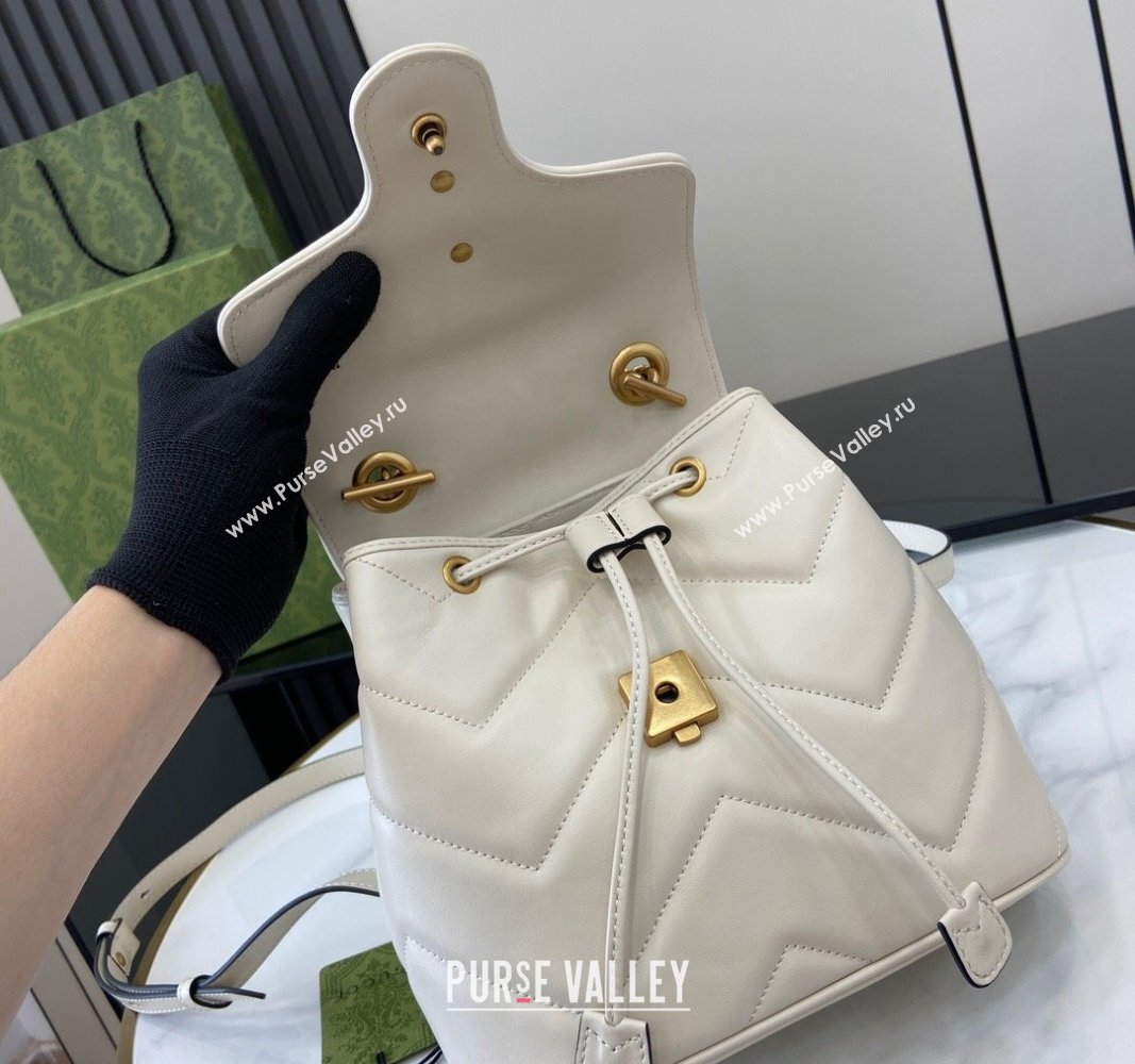 Gucci GG Marmont Matelasse Leather Backpack bag White 2024 777253 (XLU-240828012)