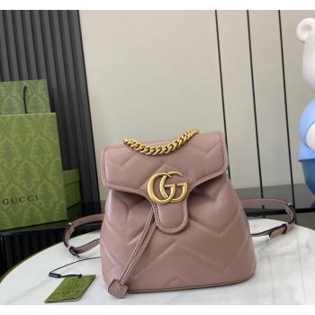 Gucci GG Marmont Matelasse Leather Backpack bag Rose Beige 2024 777253 (XLU-240828013)