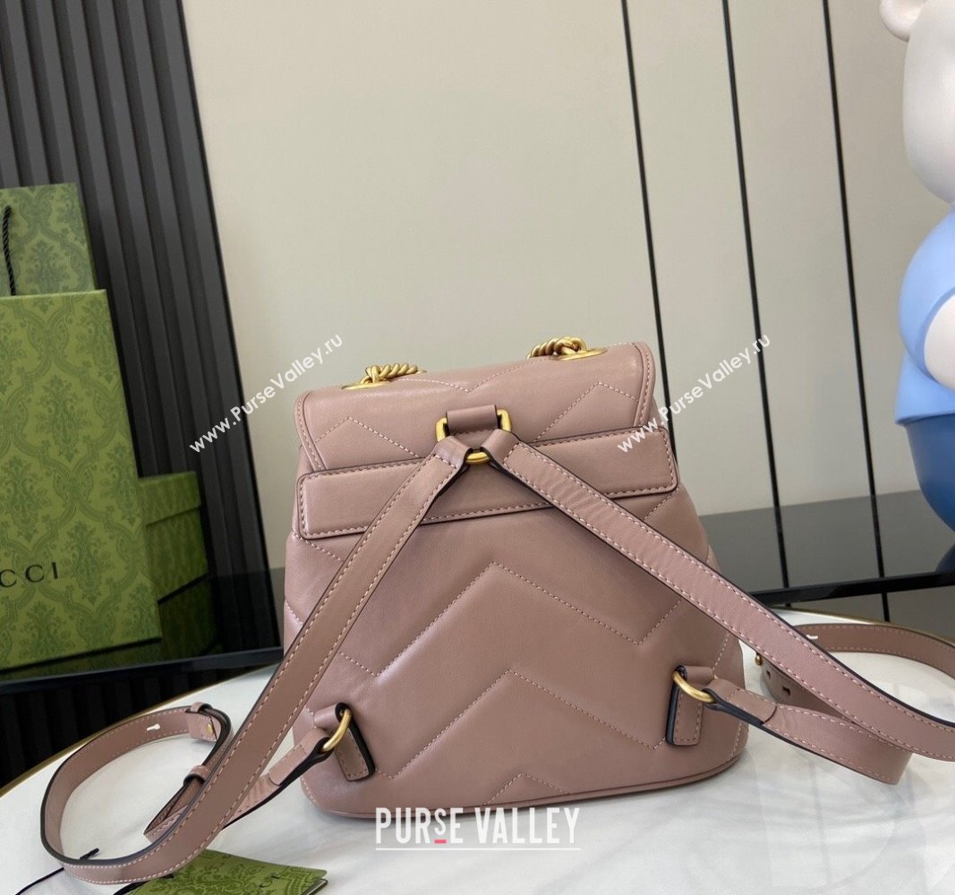 Gucci GG Marmont Matelasse Leather Backpack bag Rose Beige 2024 777253 (XLU-240828013)