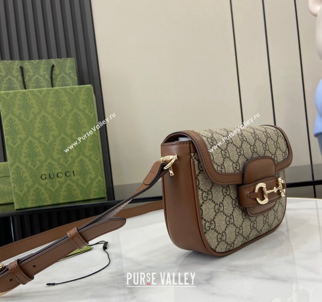 Gucci Horsebit 1955 GG Canvas Mini Shoulder Bag Brown 2024 815205 (XLU-240828001)