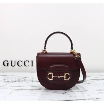 Gucci Horsebit 1955 Leather Mini Top Handle Bag ‎781387 Dark Burgundy 2024 (DLH-240828021)