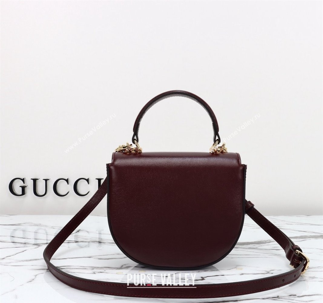 Gucci Horsebit 1955 Leather Mini Top Handle Bag ‎781387 Dark Burgundy 2024 (DLH-240828021)