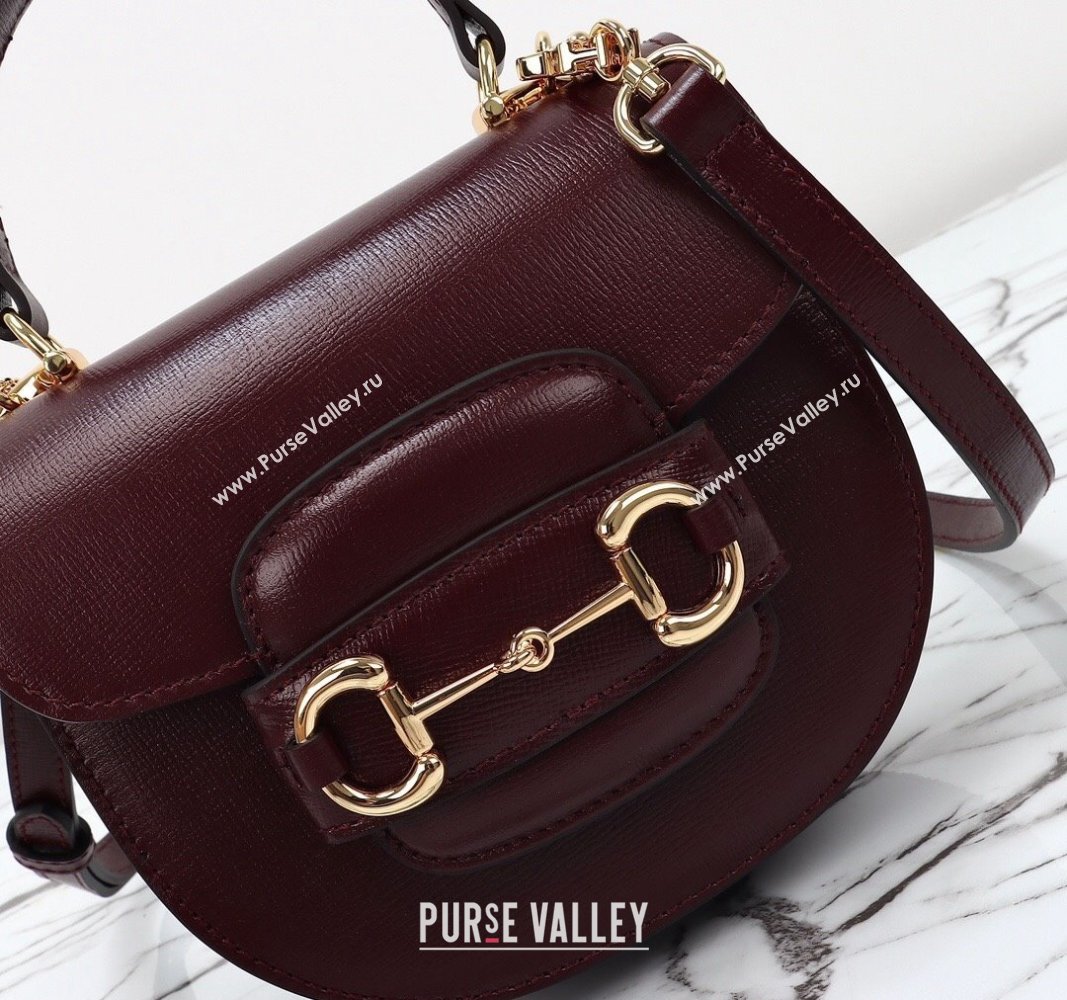 Gucci Horsebit 1955 Leather Mini Top Handle Bag ‎781387 Dark Burgundy 2024 (DLH-240828021)