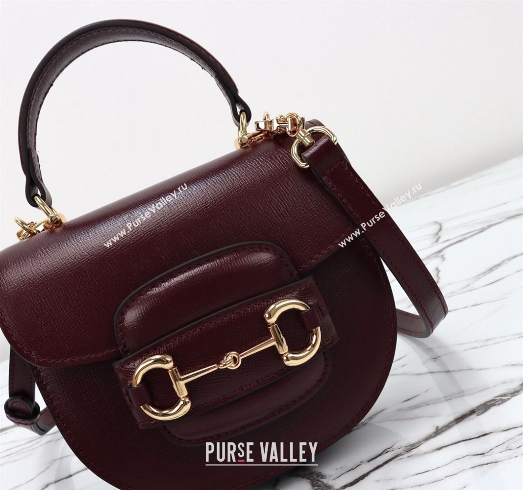 Gucci Horsebit 1955 Leather Mini Top Handle Bag ‎781387 Dark Burgundy 2024 (DLH-240828021)