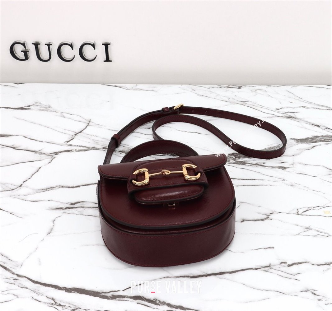 Gucci Horsebit 1955 Leather Mini Top Handle Bag ‎781387 Dark Burgundy 2024 (DLH-240828021)