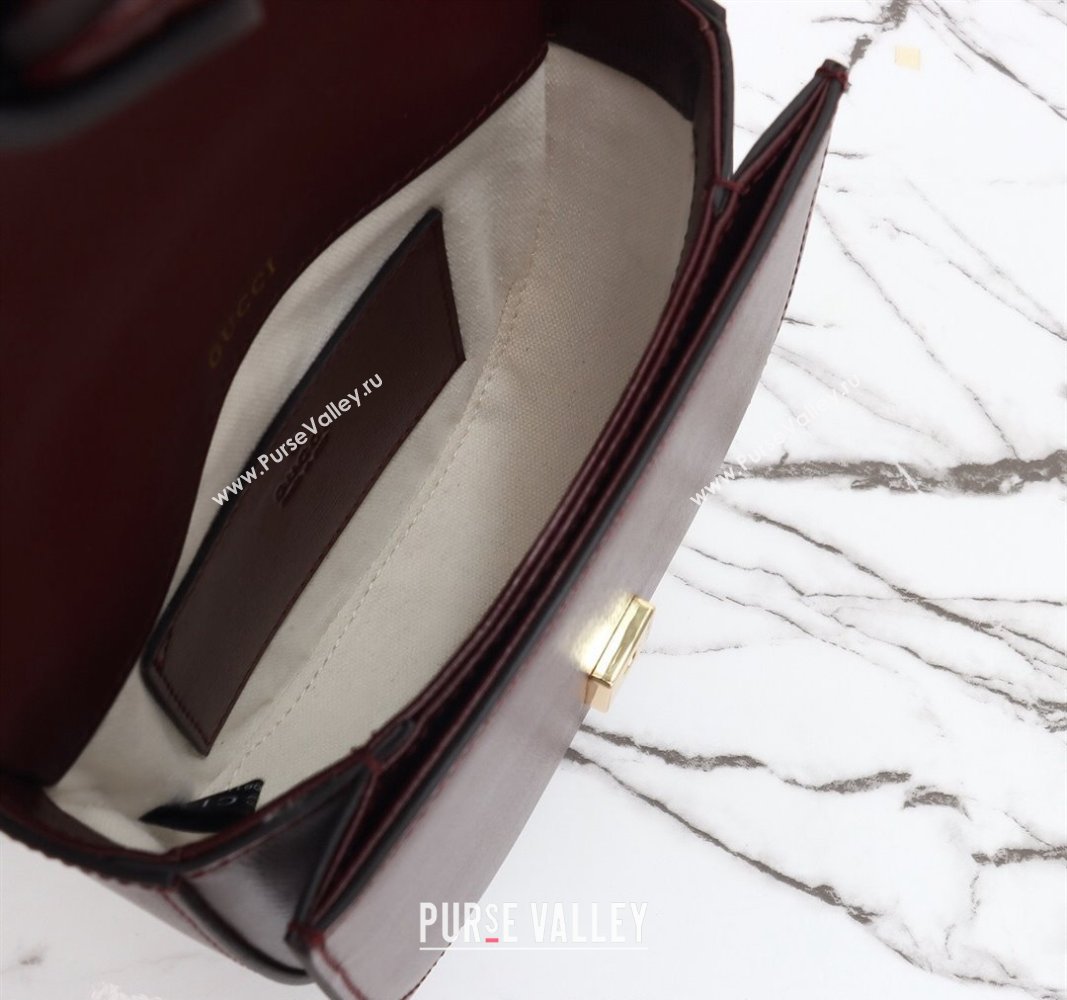 Gucci Horsebit 1955 Leather Mini Top Handle Bag ‎781387 Dark Burgundy 2024 (DLH-240828021)