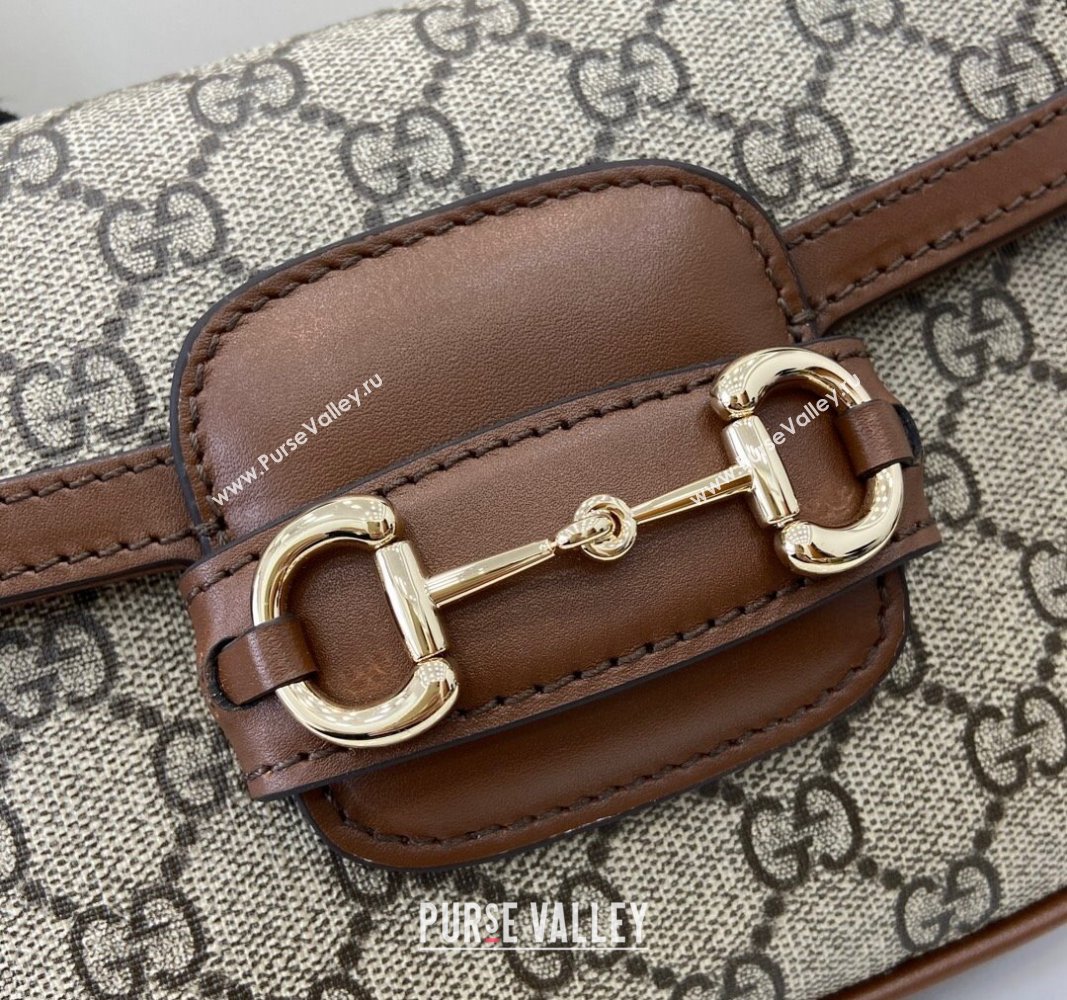 Gucci Horsebit 1955 GG Canvas Mini Shoulder Bag Brown 2024 815205 (XLU-240828001)