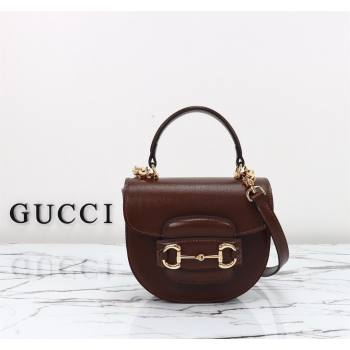 Gucci Horsebit 1955 Leather Mini Top Handle Bag ‎781387 Dark Brown 2024 (DLH-240828023)