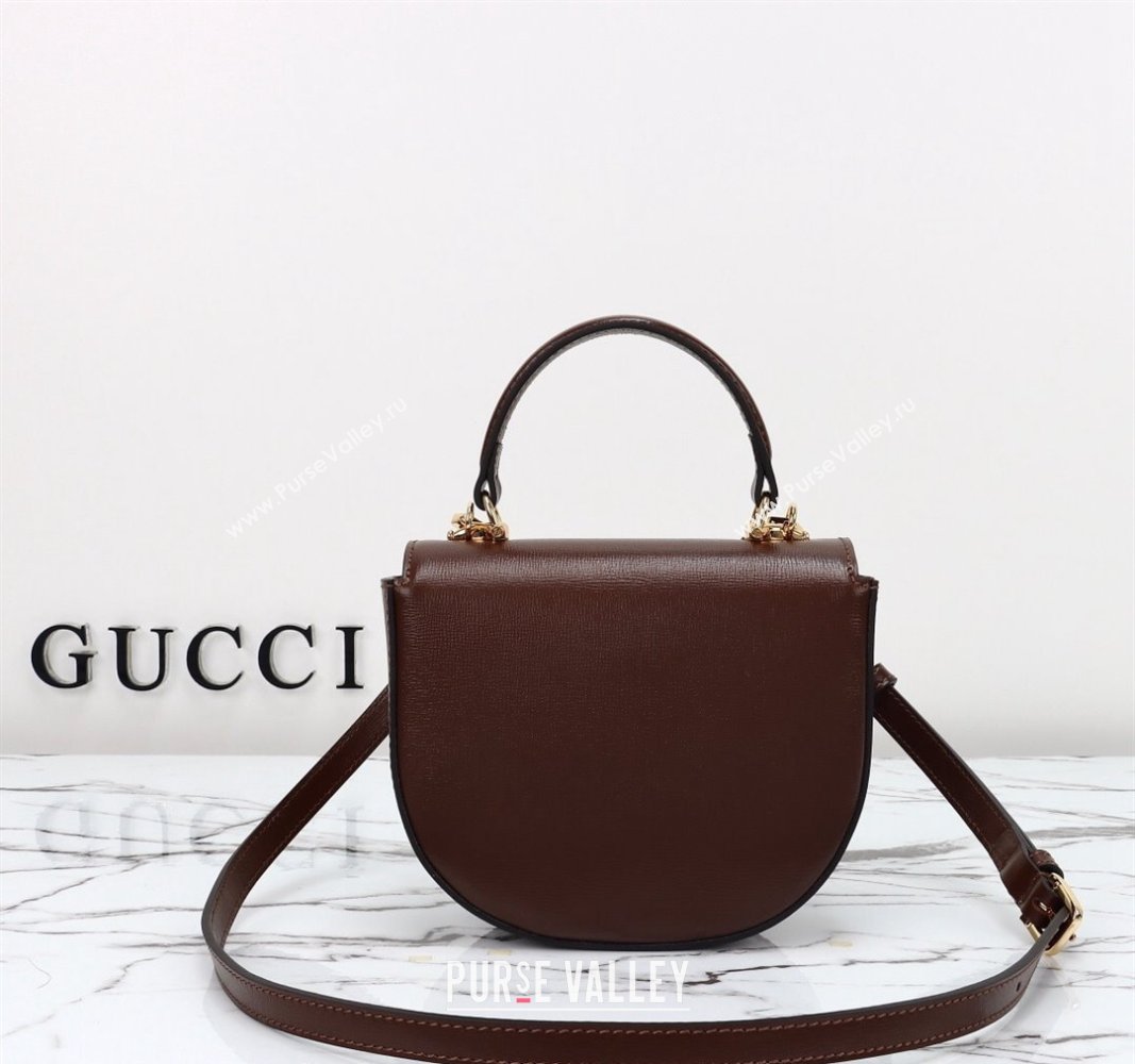 Gucci Horsebit 1955 Leather Mini Top Handle Bag ‎781387 Dark Brown 2024 (DLH-240828023)