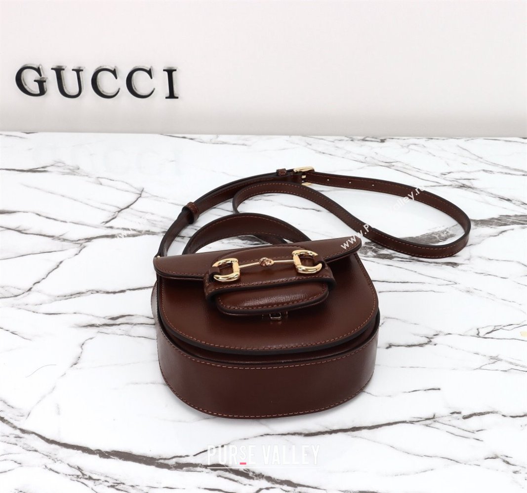 Gucci Horsebit 1955 Leather Mini Top Handle Bag ‎781387 Dark Brown 2024 (DLH-240828023)