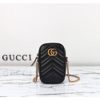 Gucci GG Marmont Leather Mini bag Black 2024 598597 (DLH-240828025)