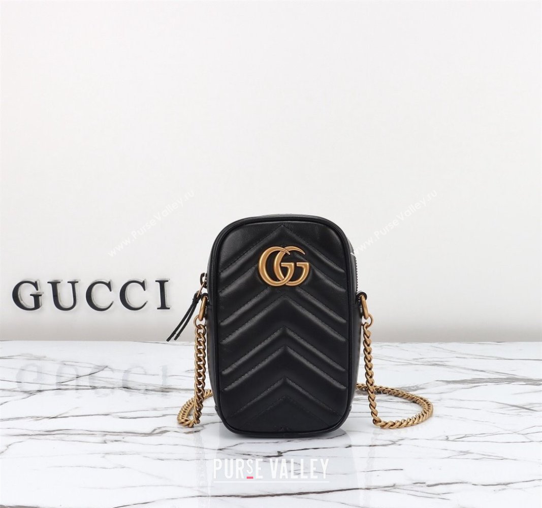 Gucci GG Marmont Leather Mini bag Black 2024 598597 (DLH-240828025)