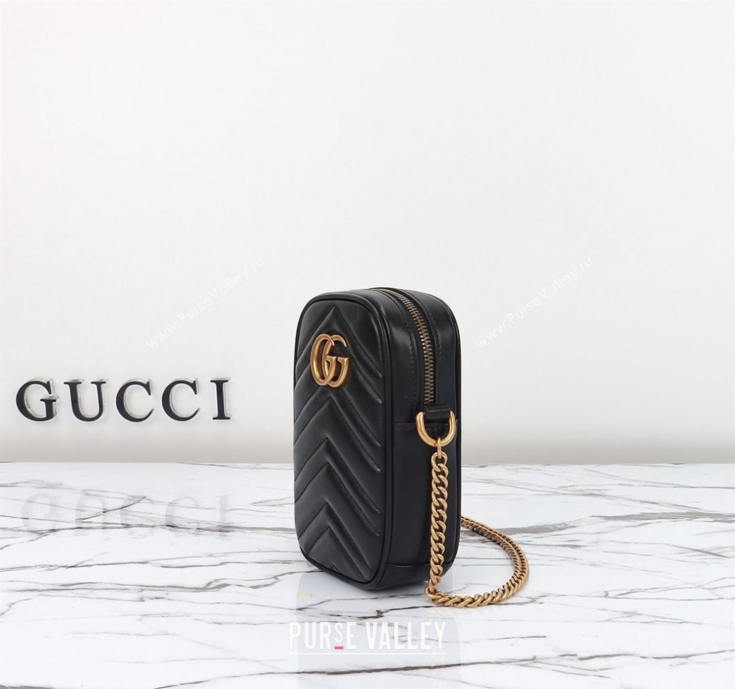 Gucci GG Marmont Leather Mini bag Black 2024 598597 (DLH-240828025)