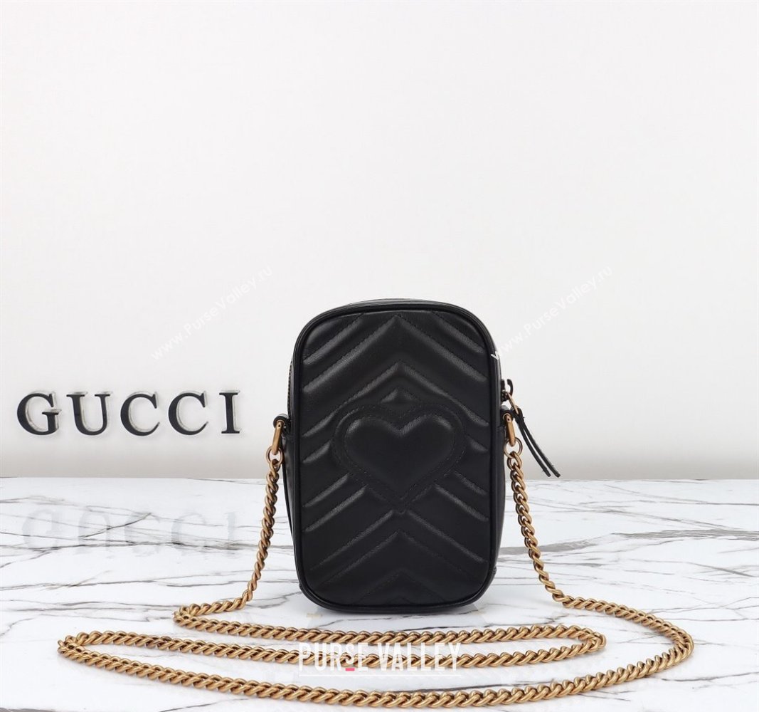 Gucci GG Marmont Leather Mini bag Black 2024 598597 (DLH-240828025)