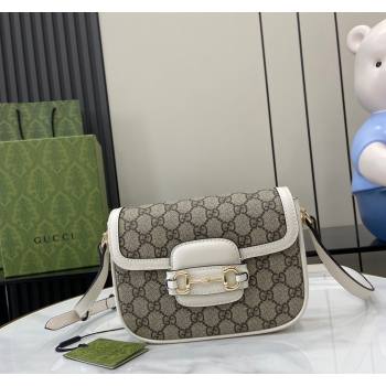 Gucci Horsebit 1955 GG Canvas Mini Shoulder Bag White 2024 815205 (XLU-240828002)