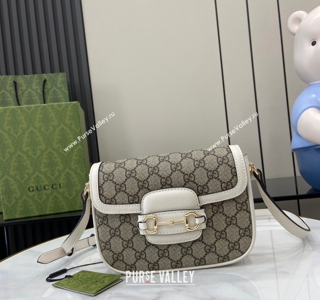 Gucci Horsebit 1955 GG Canvas Mini Shoulder Bag White 2024 815205 (XLU-240828002)