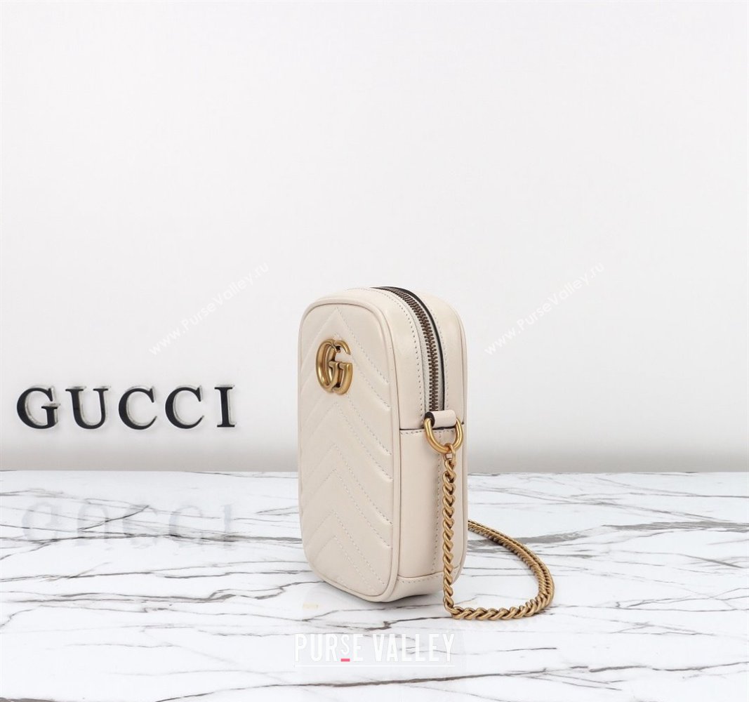 Gucci GG Marmont Leather Mini bag White 2024 598597 (DLH-240828026)