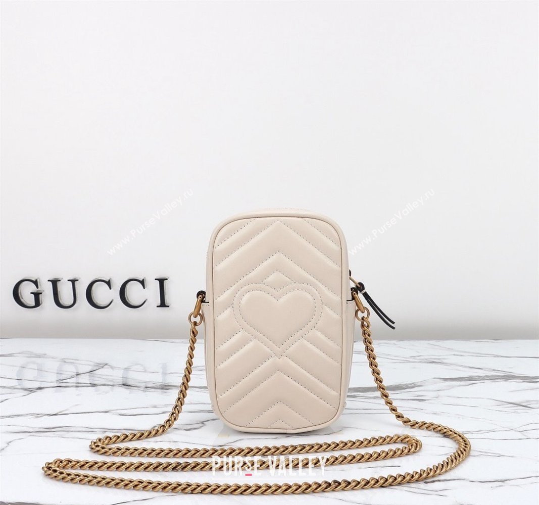 Gucci GG Marmont Leather Mini bag White 2024 598597 (DLH-240828026)