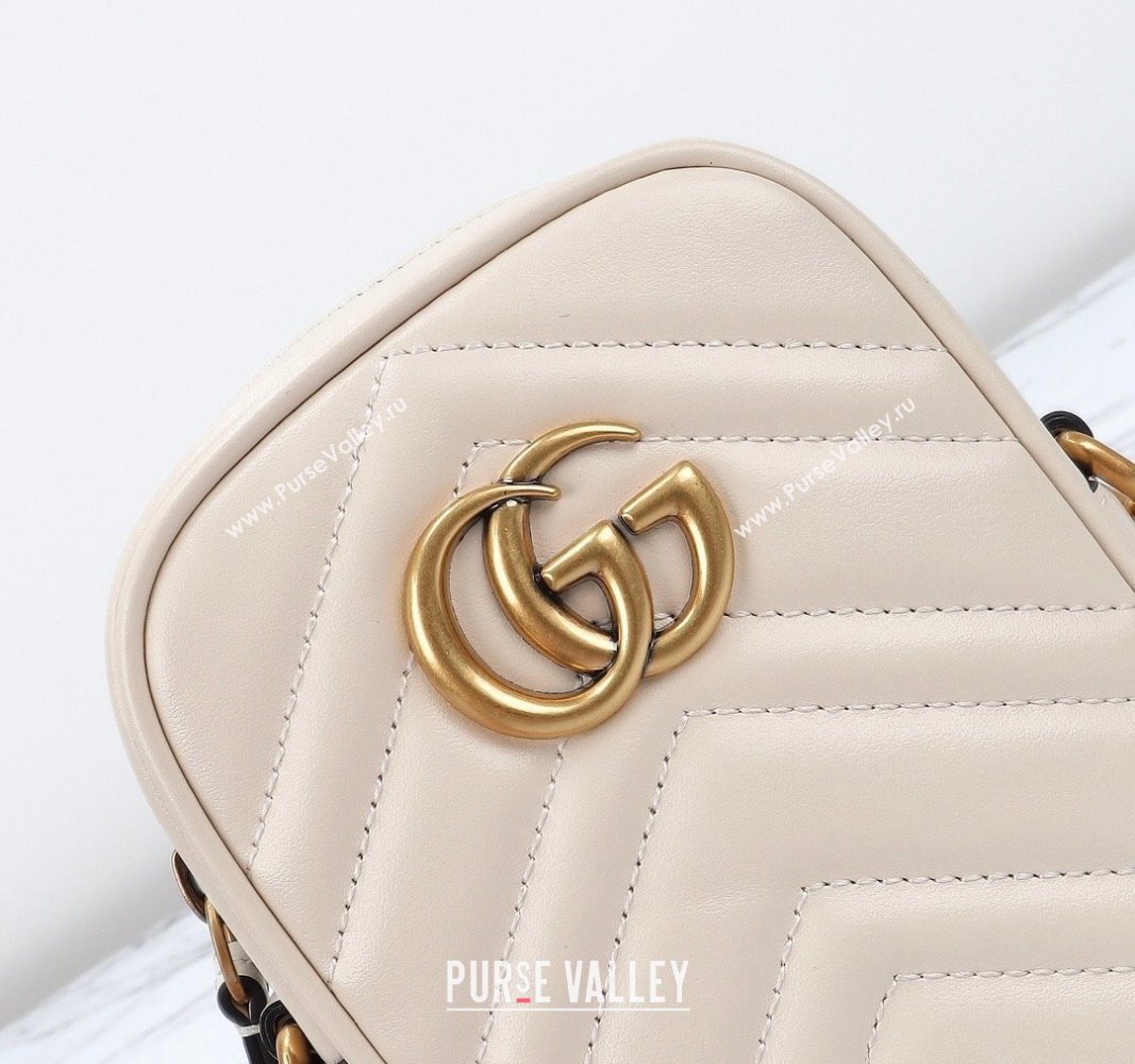 Gucci GG Marmont Leather Mini bag White 2024 598597 (DLH-240828026)