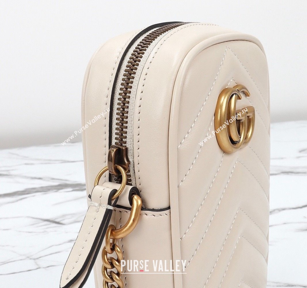 Gucci GG Marmont Leather Mini bag White 2024 598597 (DLH-240828026)