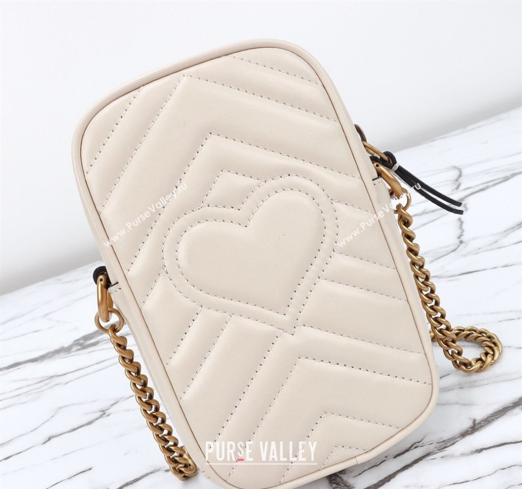 Gucci GG Marmont Leather Mini bag White 2024 598597 (DLH-240828026)