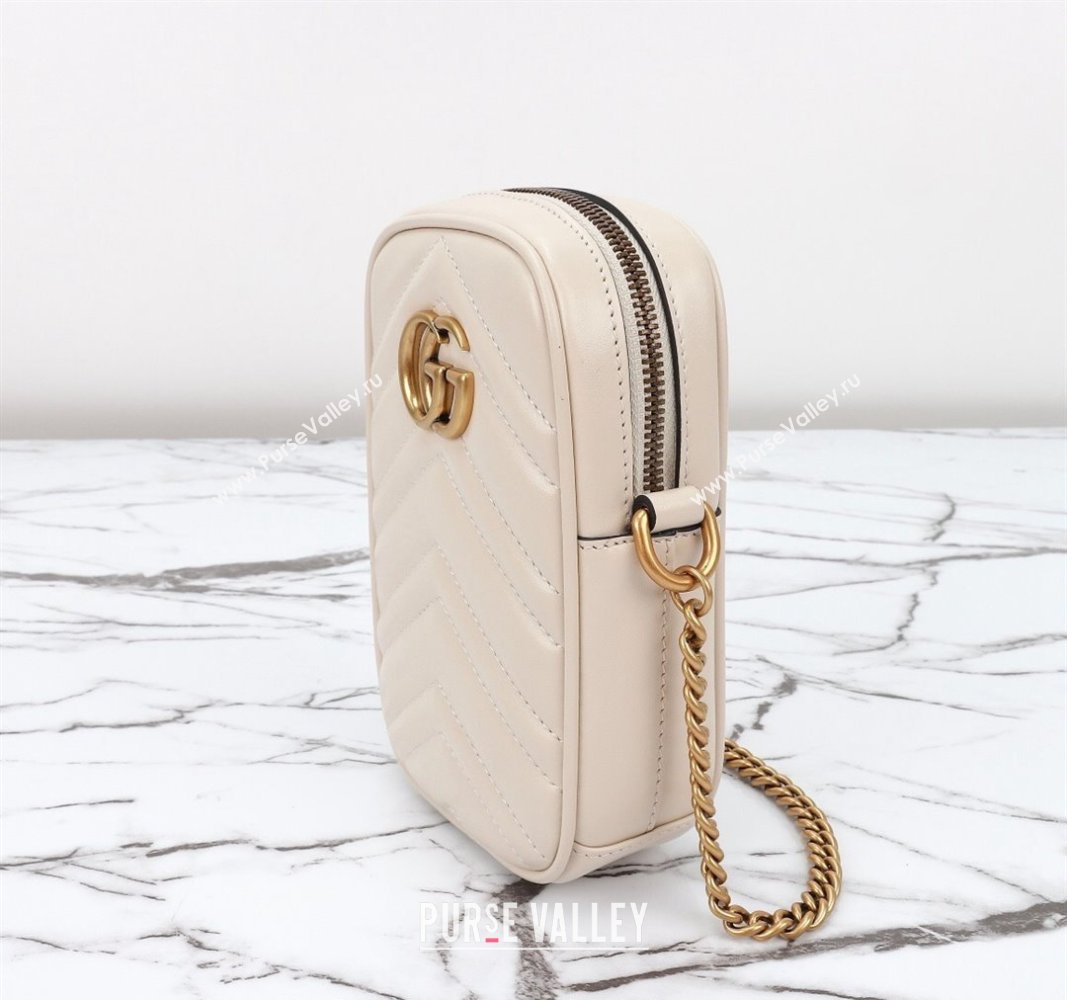 Gucci GG Marmont Leather Mini bag White 2024 598597 (DLH-240828026)