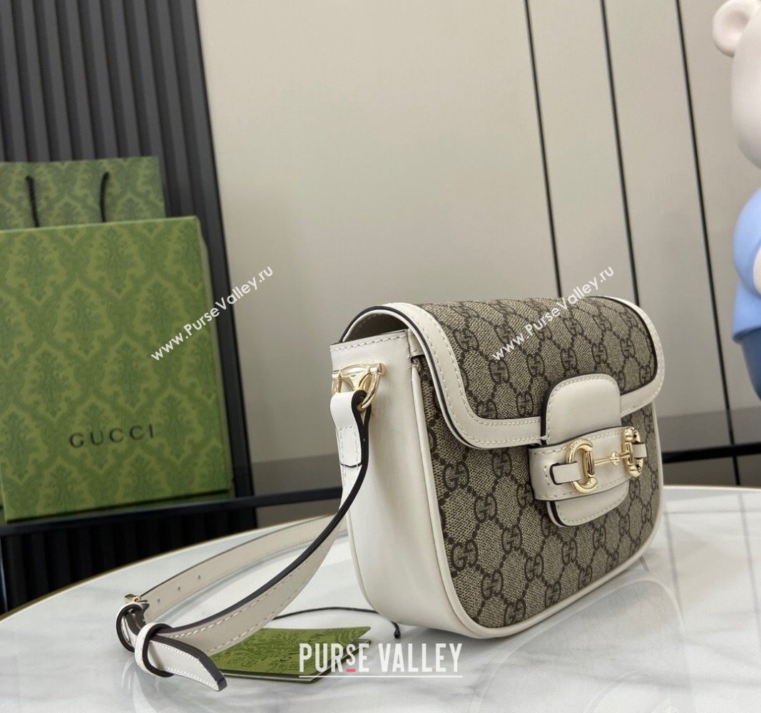 Gucci Horsebit 1955 GG Canvas Mini Shoulder Bag White 2024 815205 (XLU-240828002)