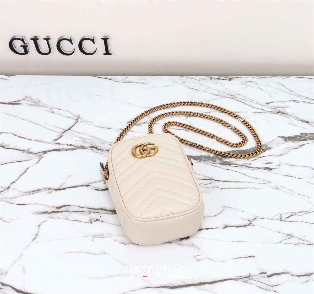 Gucci GG Marmont Leather Mini bag White 2024 598597 (DLH-240828026)