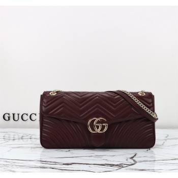 Gucci GG Marmont Leather Large Shoulder Bag Burgundy 2024 788371 (DLH-240828027)