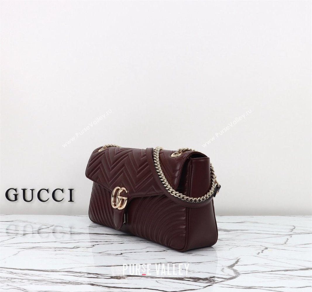 Gucci GG Marmont Leather Large Shoulder Bag Burgundy 2024 788371 (DLH-240828027)