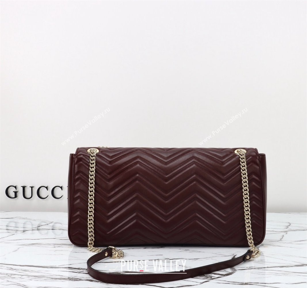 Gucci GG Marmont Leather Large Shoulder Bag Burgundy 2024 788371 (DLH-240828027)