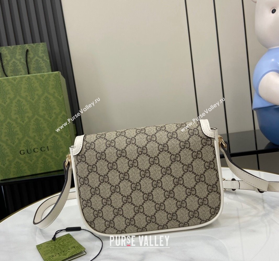 Gucci Horsebit 1955 GG Canvas Mini Shoulder Bag White 2024 815205 (XLU-240828002)