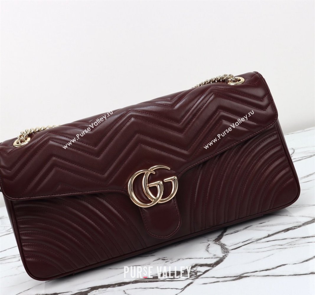 Gucci GG Marmont Leather Large Shoulder Bag Burgundy 2024 788371 (DLH-240828027)