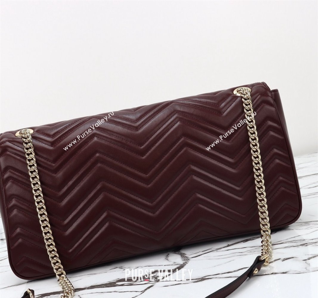 Gucci GG Marmont Leather Large Shoulder Bag Burgundy 2024 788371 (DLH-240828027)