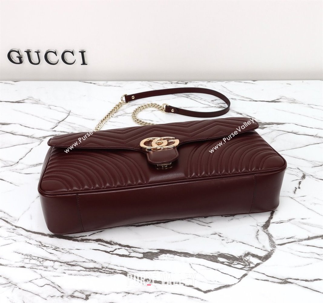 Gucci GG Marmont Leather Large Shoulder Bag Burgundy 2024 788371 (DLH-240828027)