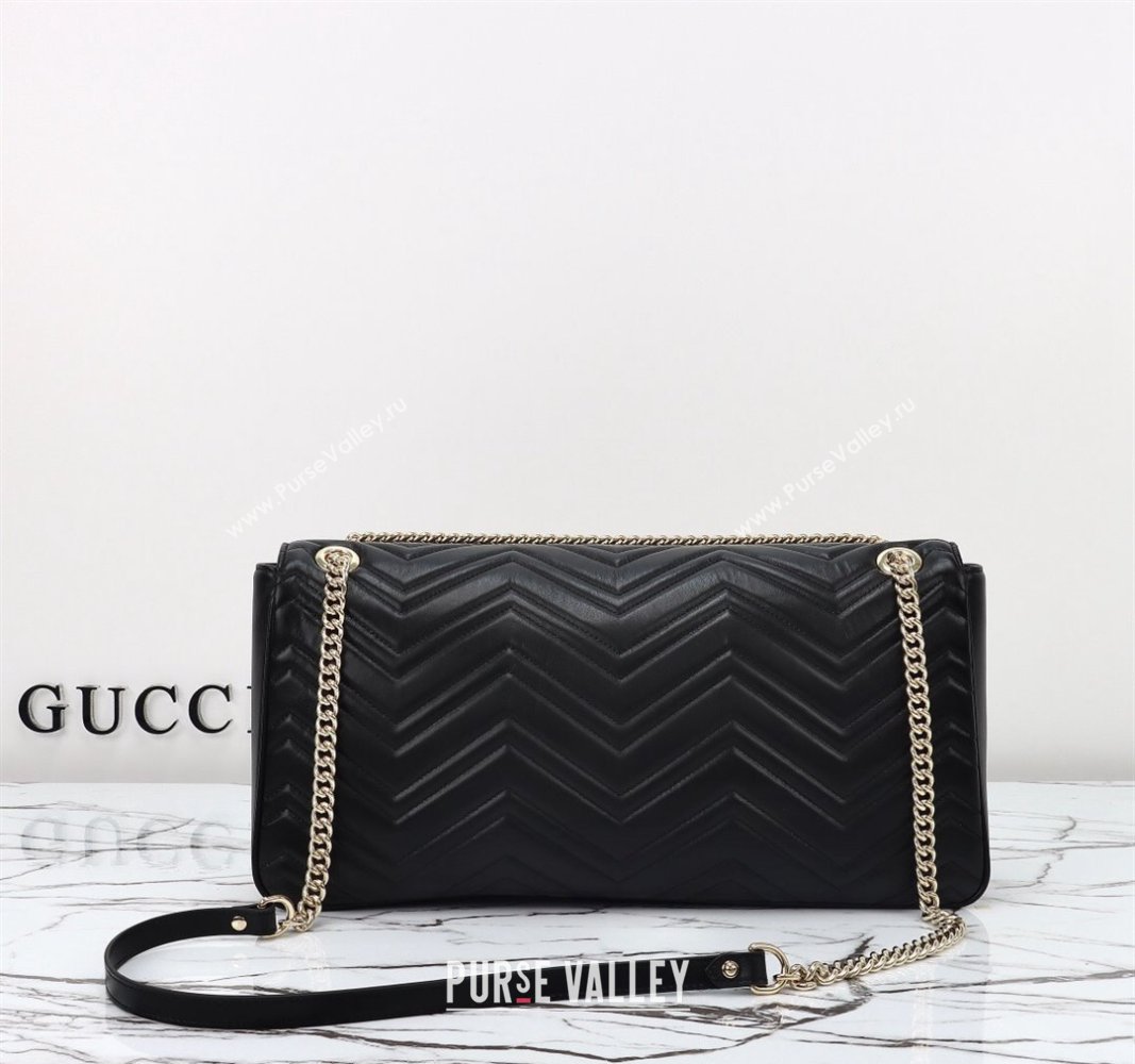 Gucci GG Marmont Leather Large Shoulder Bag Black 2024 788371 (DLH-240828028)