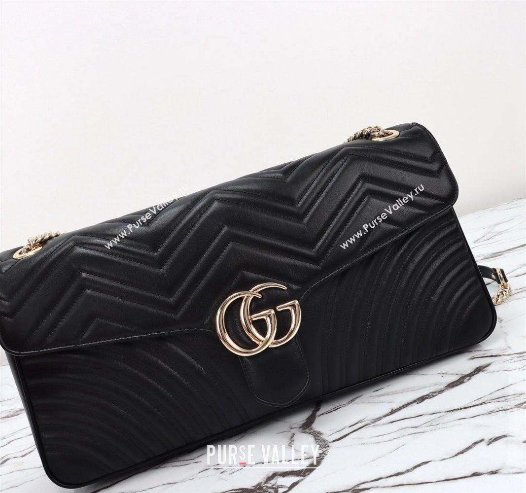 Gucci GG Marmont Leather Large Shoulder Bag Black 2024 788371 (DLH-240828028)