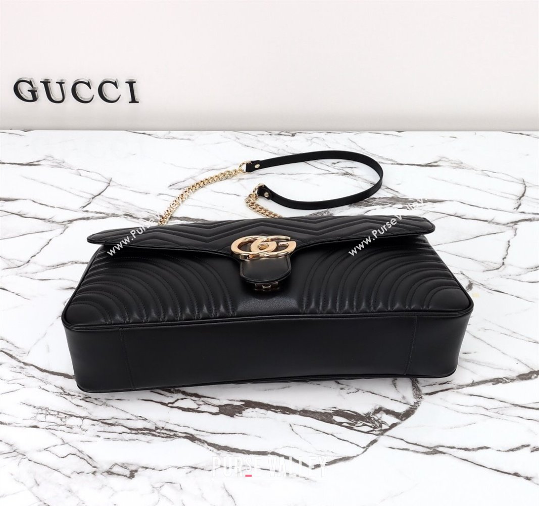 Gucci GG Marmont Leather Large Shoulder Bag Black 2024 788371 (DLH-240828028)