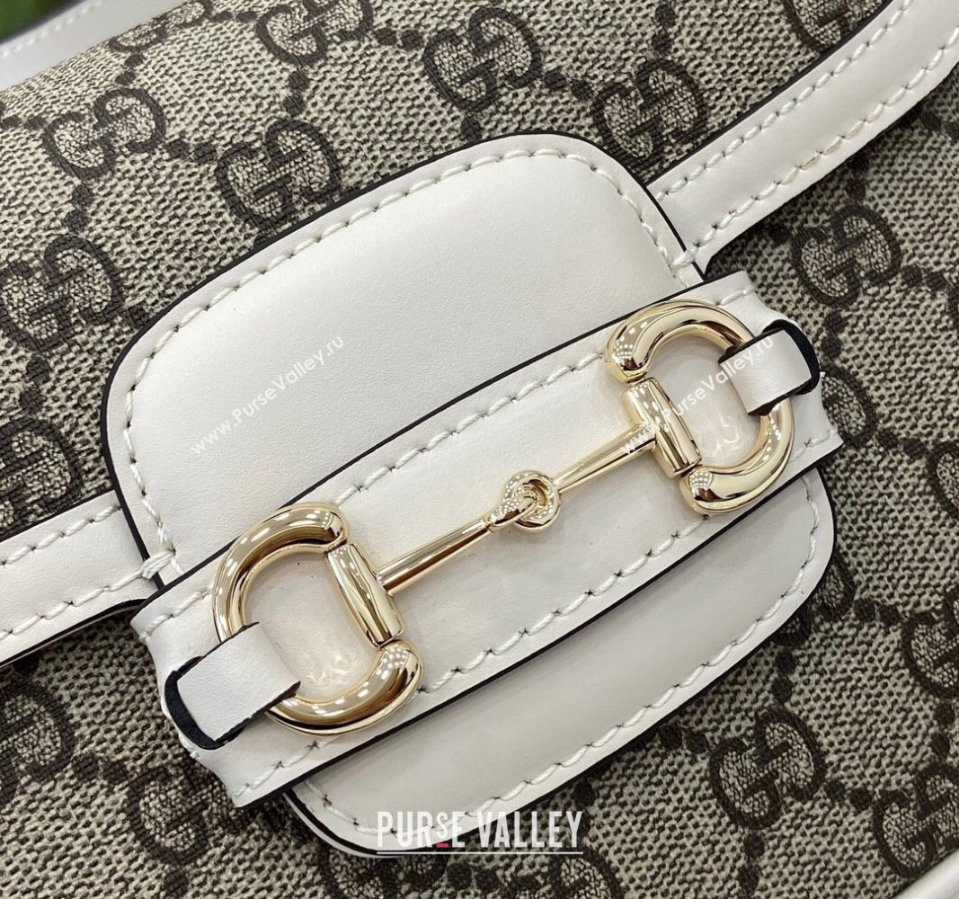 Gucci Horsebit 1955 GG Canvas Mini Shoulder Bag White 2024 815205 (XLU-240828002)