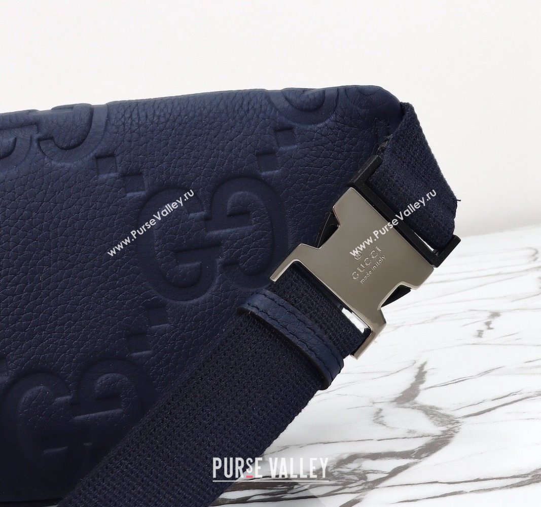 Gucci Maxi GG Leather Belt Bag Blue 2024 658582 (DLH-240828029)