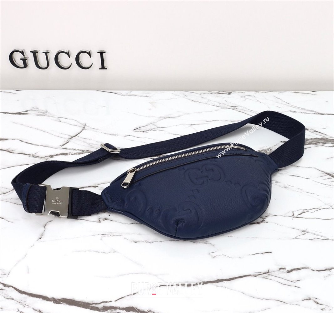 Gucci Maxi GG Leather Belt Bag Blue 2024 658582 (DLH-240828029)