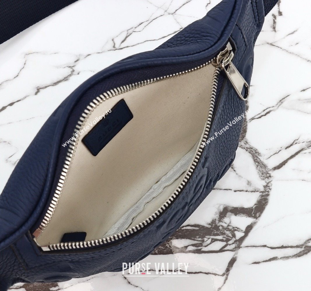 Gucci Maxi GG Leather Belt Bag Blue 2024 658582 (DLH-240828029)