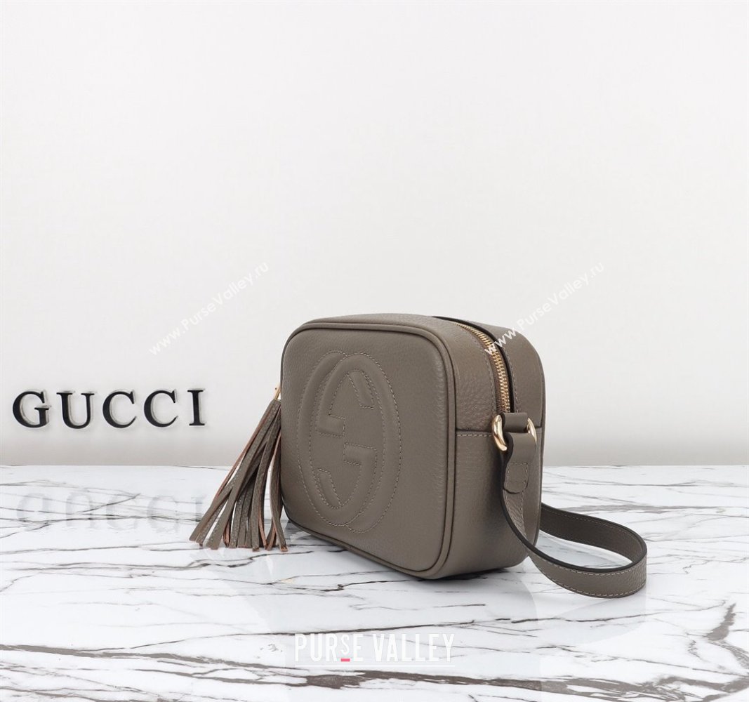 Gucci Soho Small Leather Interlocking G Tassel Disco Camera Bag 308364 Grey 2024 (DLH-240828033)