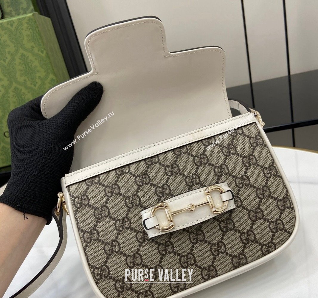 Gucci Horsebit 1955 GG Canvas Mini Shoulder Bag White 2024 815205 (XLU-240828002)