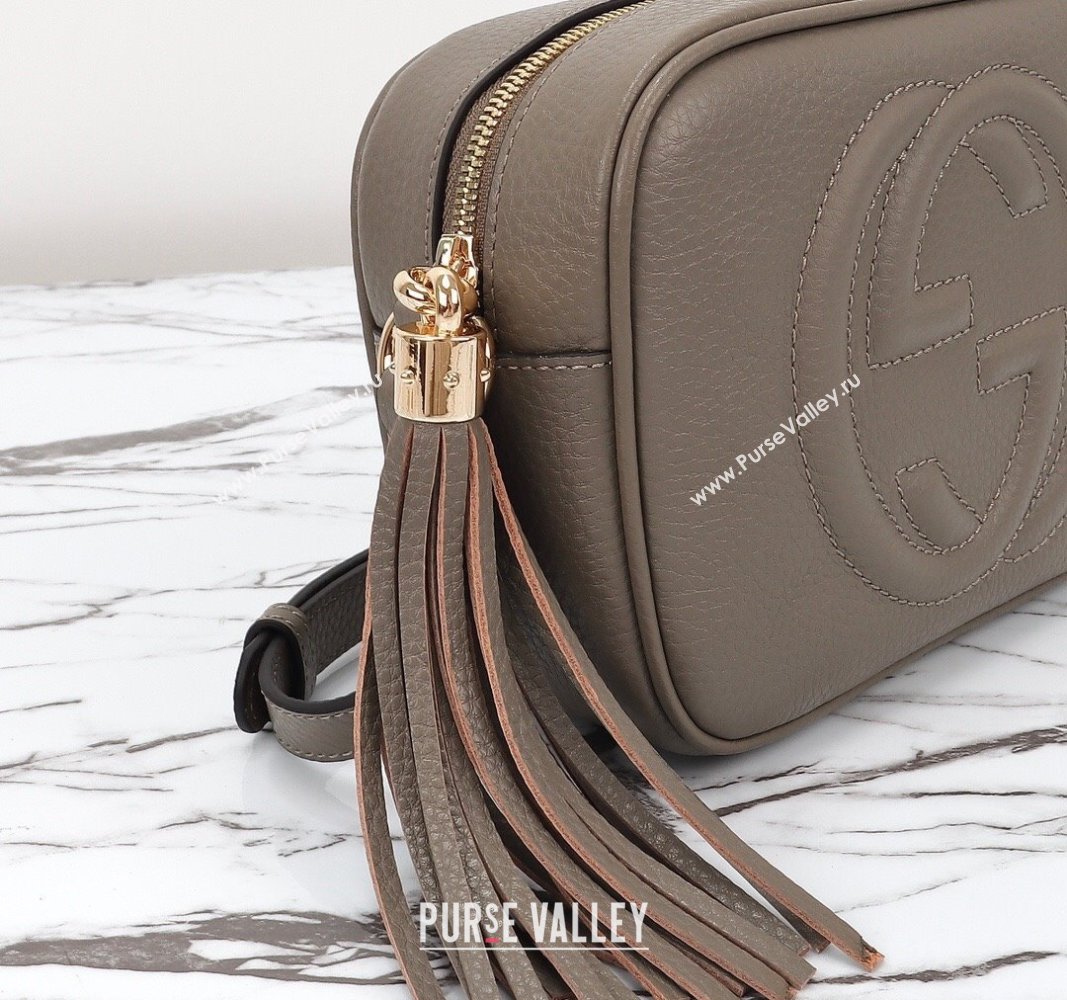 Gucci Soho Small Leather Interlocking G Tassel Disco Camera Bag 308364 Grey 2024 (DLH-240828033)