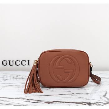 Gucci Soho Small Leather Interlocking G Tassel Disco Camera Bag Brown 308364 2024 (DLH-240828034)